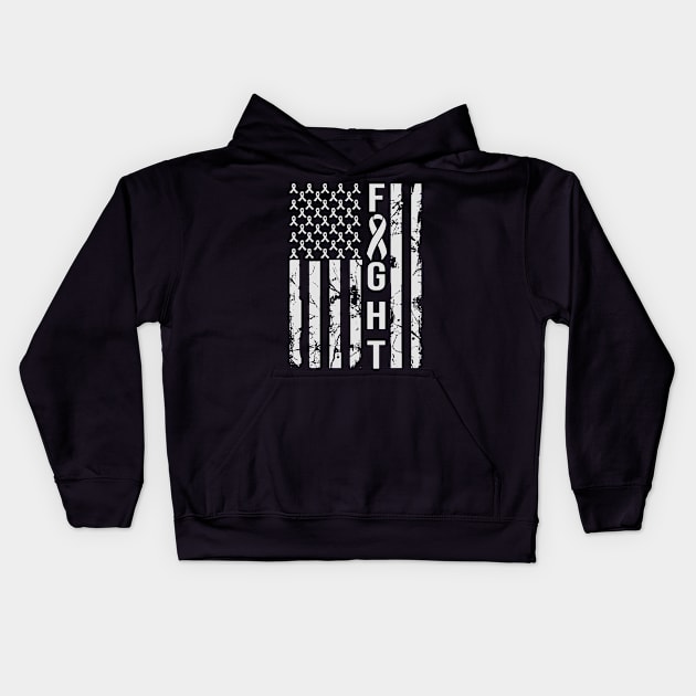 Lung Cancer Awareness American Flag Kids Hoodie by busines_night